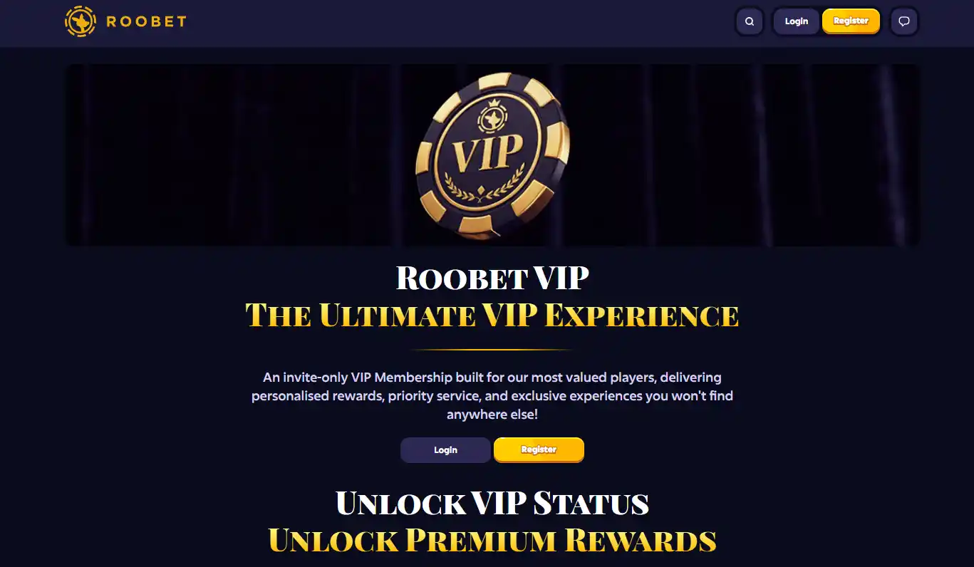 Roobet public VIP or rewards interface with progression elements